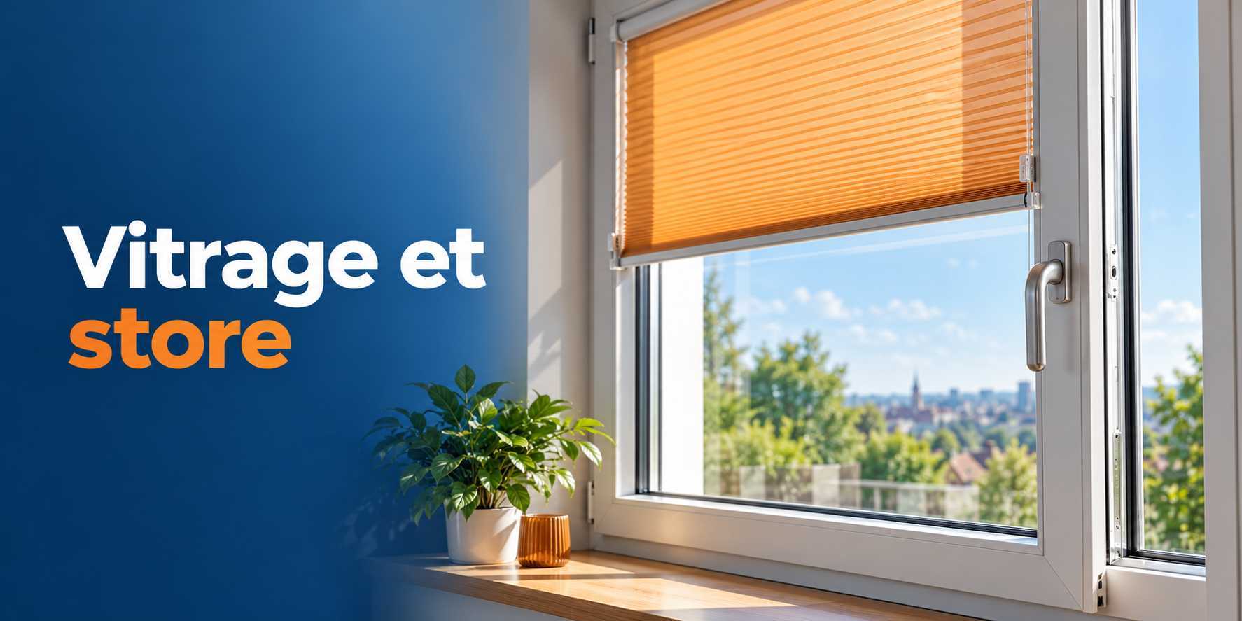 Illustration du sujet : Vitrage et store.