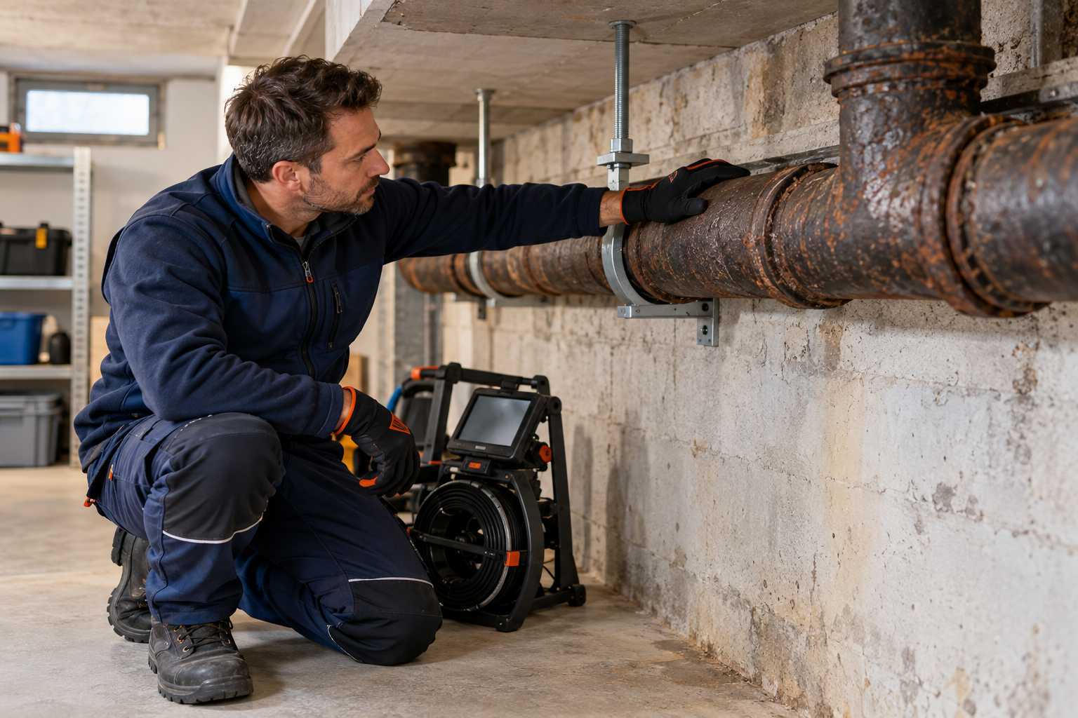 Examen du matériau d’une canalisation ancienne avant débouchage