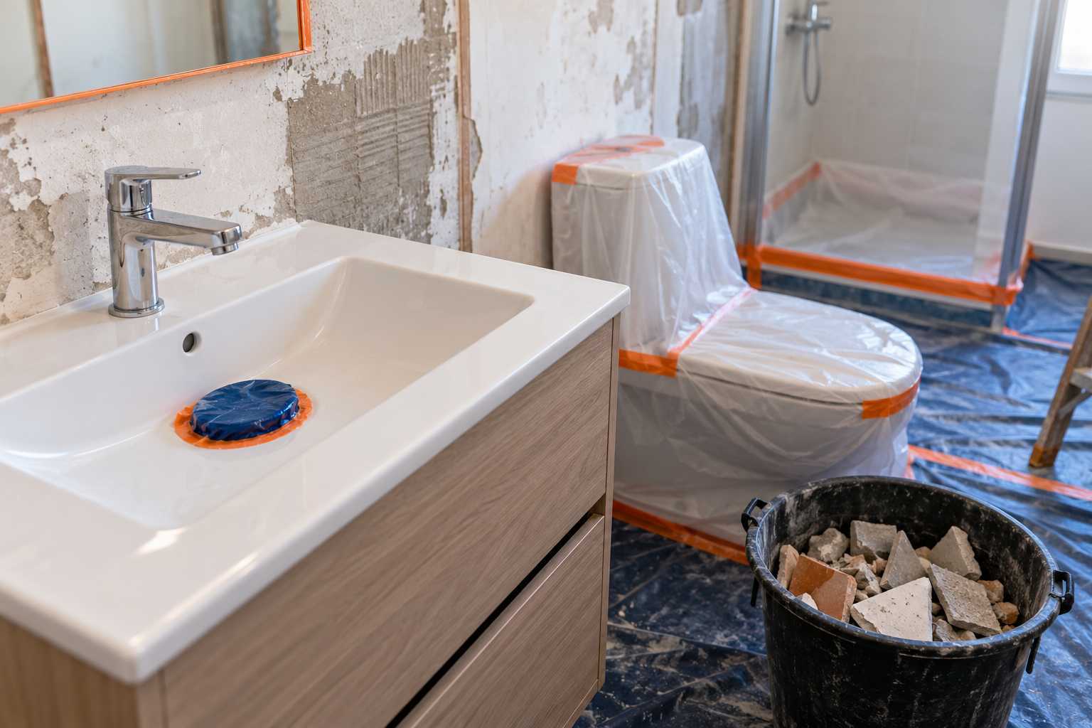 Protection des évacuations contre les déchets pendant une rénovation