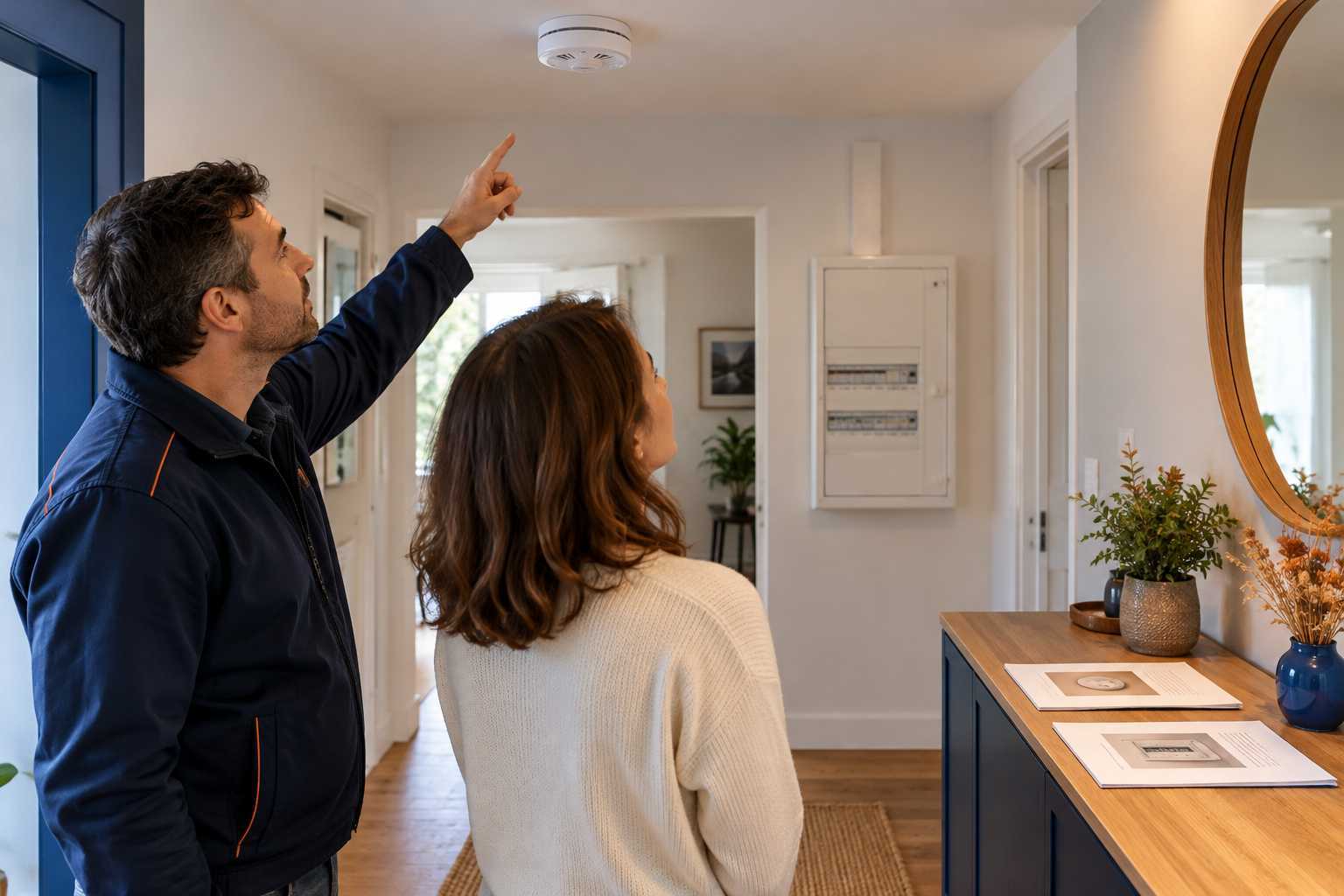 Détecteur de fumée et tableau électrique fermé dans un logement