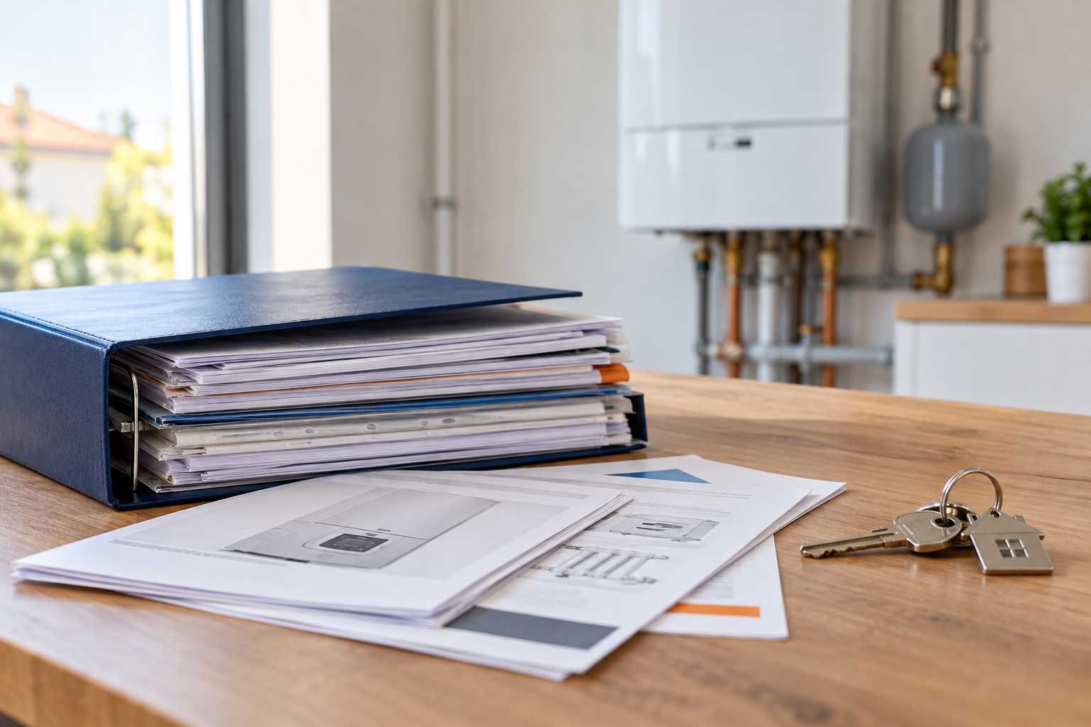 Dossier de notices et comptes rendus à réunir pour le chauffage d’un logement.