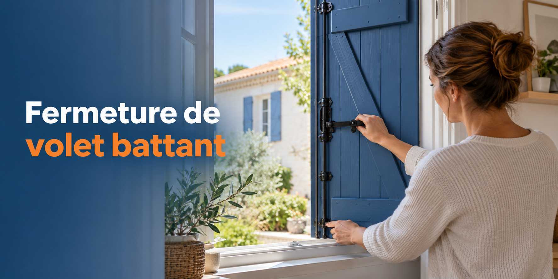 Illustration : fermeture à espagnolette d’un volet battant en bois.