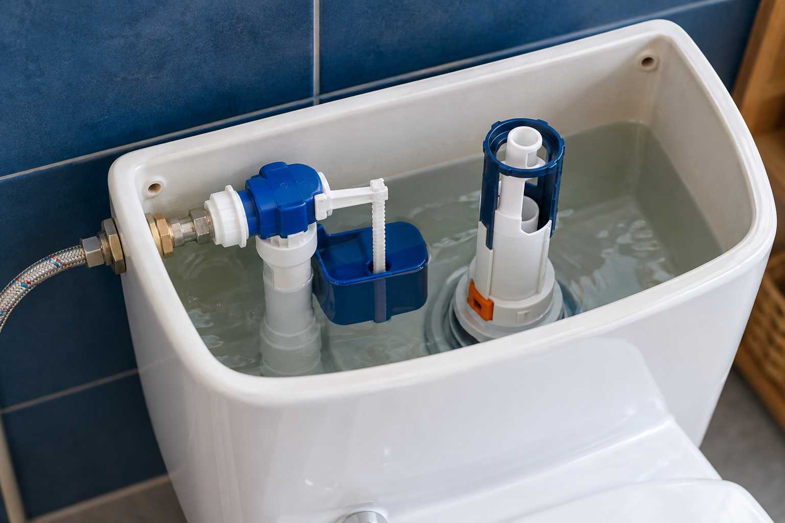 Réservoir de WC ouvert avec robinet flotteur