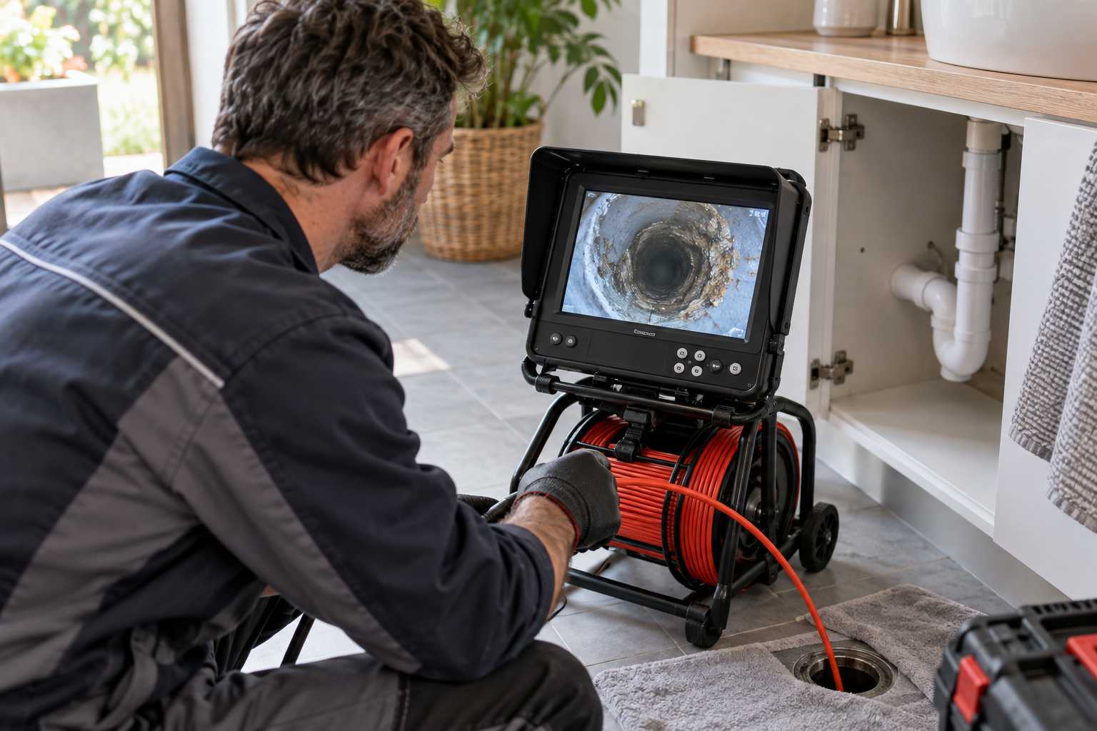 Moniteur d'inspection caméra de canalisation sans texte lisible