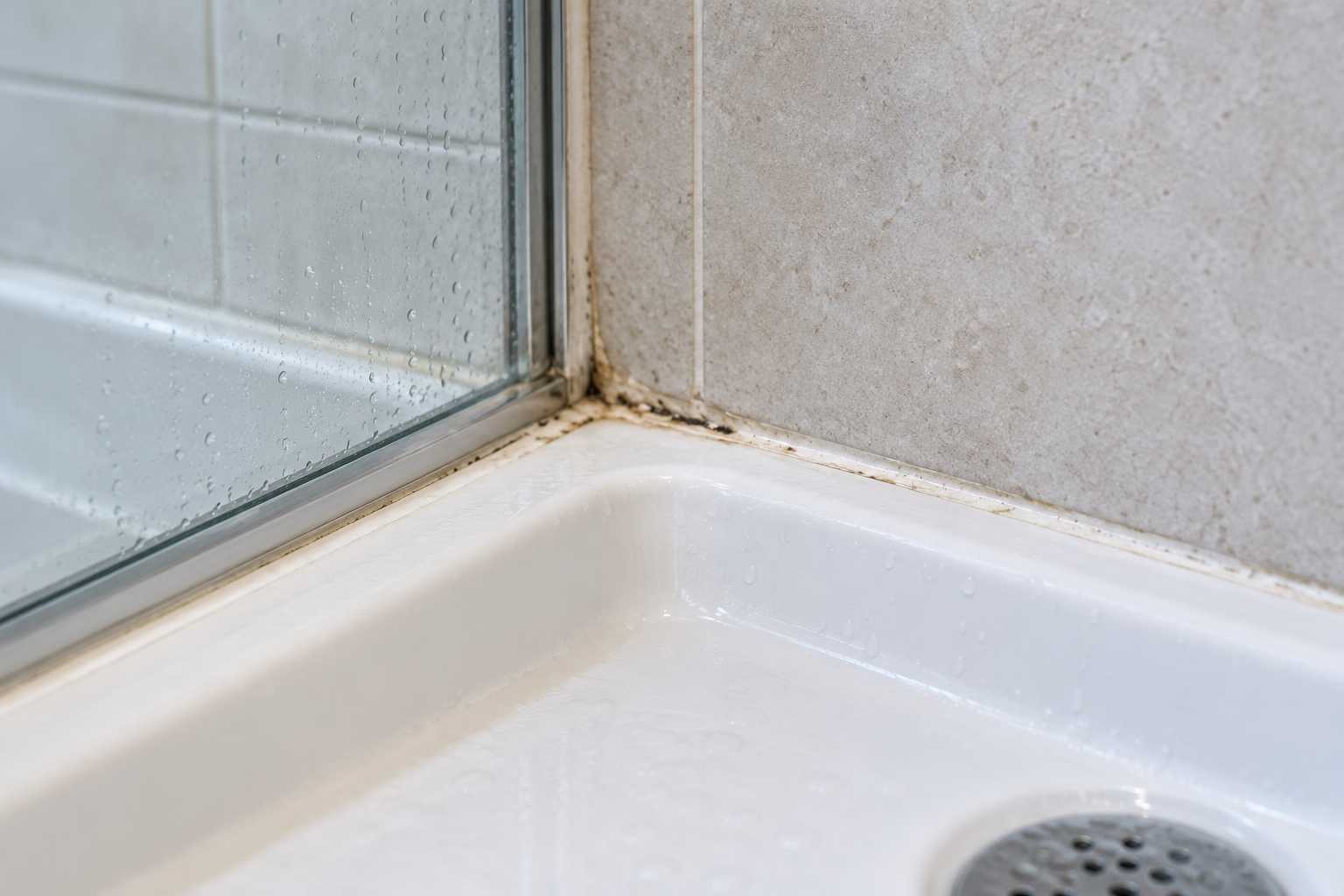 Joint du receveur de douche et interface avec la paroi.