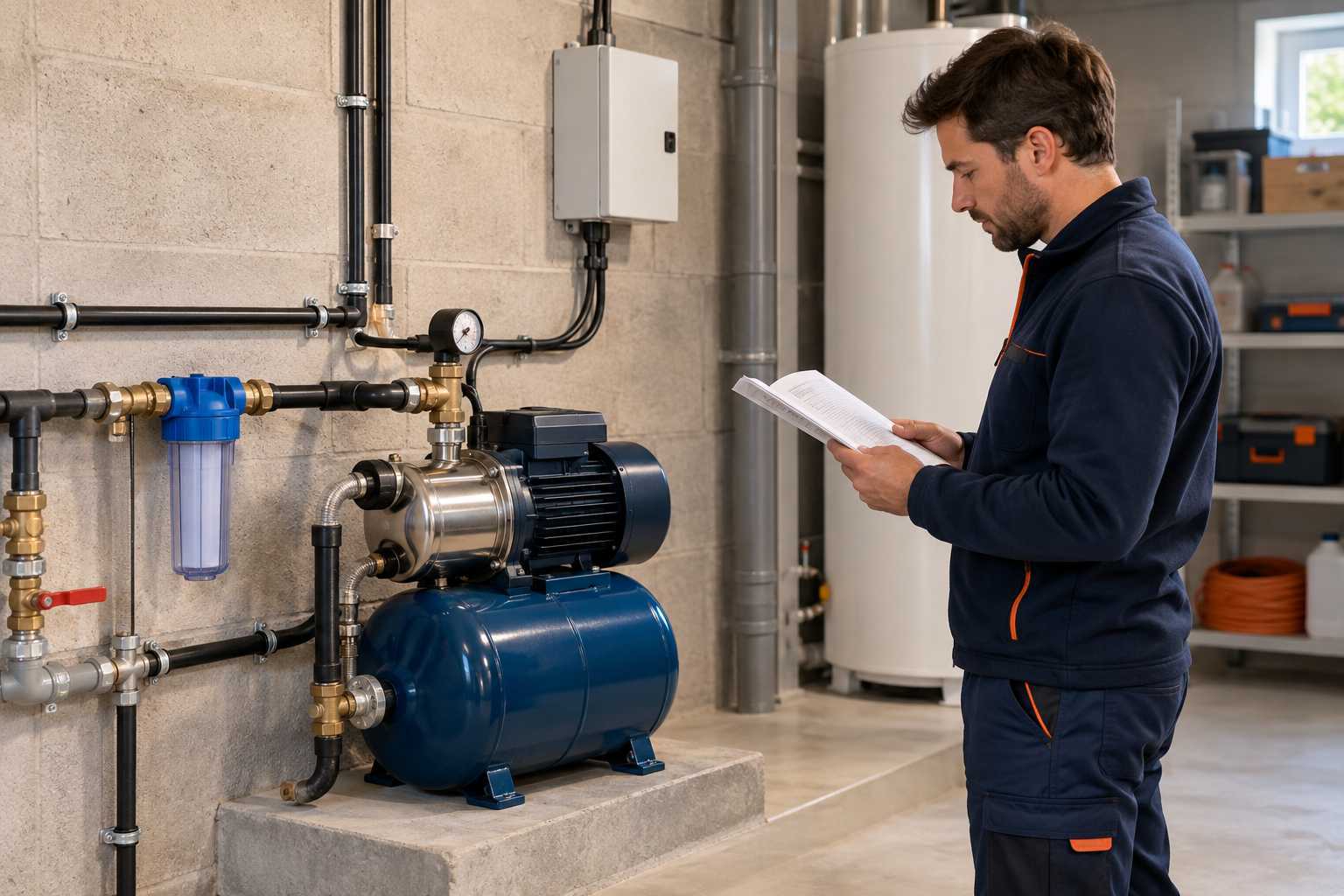 Pompe domestique et alimentation électrique protégée