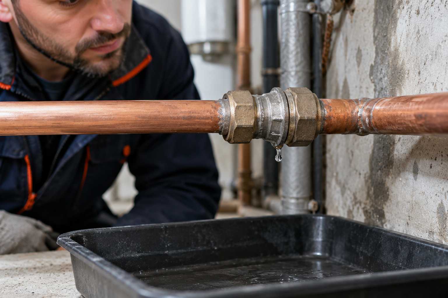 Observation d’une goutte sur un raccord récemment posé