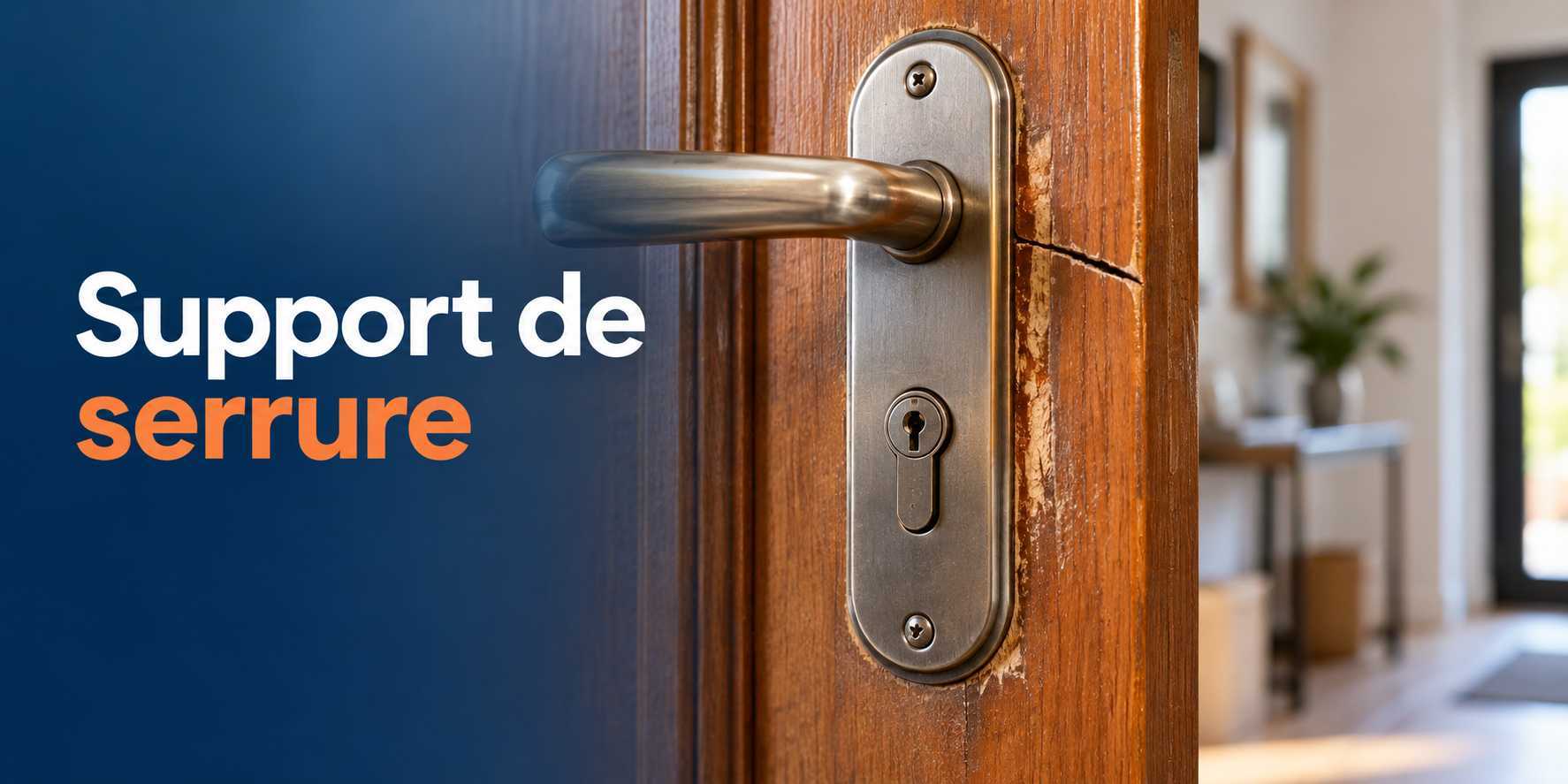 Illustration : porte en bois marquée autour du support de serrure.